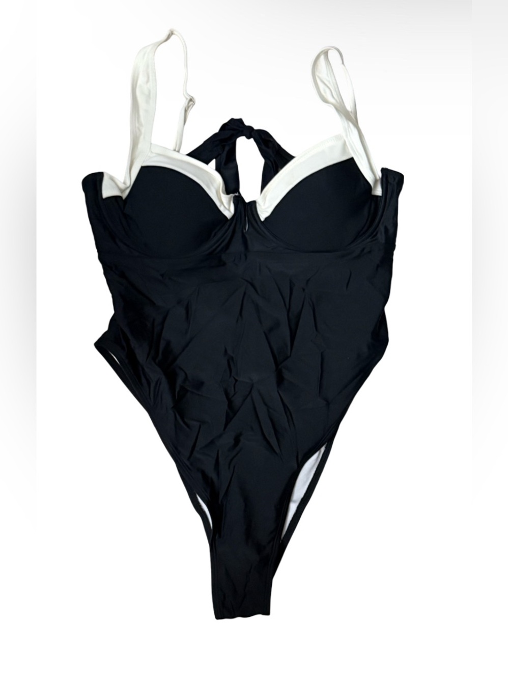 Women’s Black White Colorblock Underwire One Piece Swimsuit Size XL